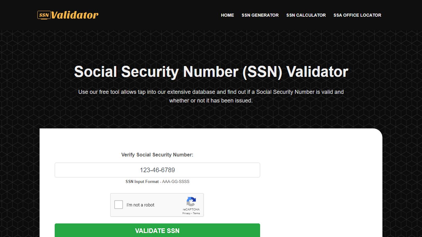 Social Security Number (SSN) Validator